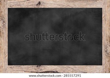 chalk board background textures with old vintage wooden frame ,blackboard concept.