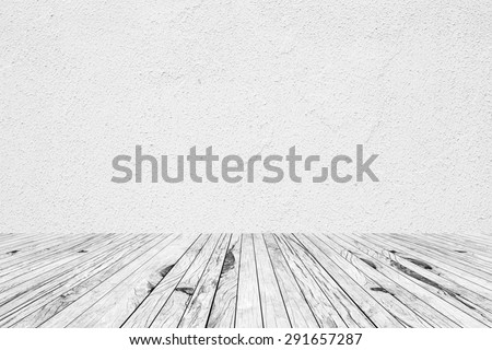 old vintage wooden desk table with white cement backgrounds textured , put and show your products on this backgrounds