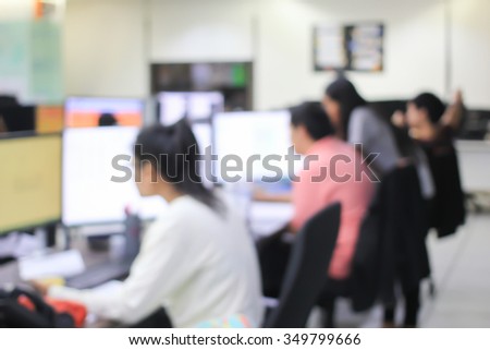 blurred student university studying in computer program laboratory room.group of trainee working/testing/researching and developing:blur team of new generation pupil.college of  technology development