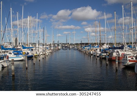 Aalborg, Denmark - September 21, 2014: Photo of the sailing boat harbour.