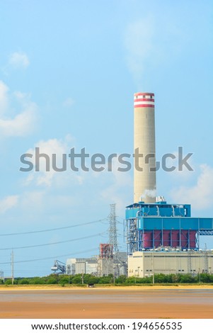 power plant factory and  pollution water