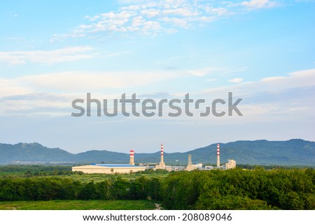 Power plant factory and Beautiful Sky Background
