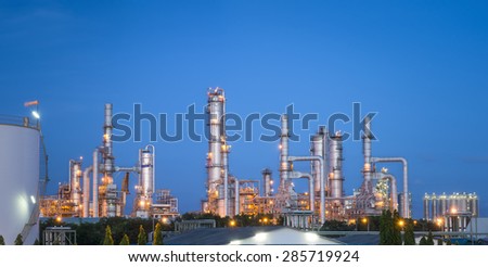 Oil refinery or petrochemical industry at twilight sky