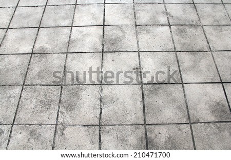 Perspective of concrete tile brick pavement road floor