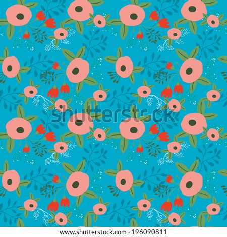 Vector seamless texture with abstract flowers. Summer template. Use for wallpaper,pattern fills, web page background.