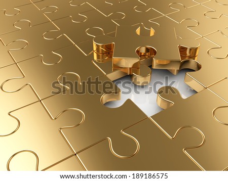 Golden puzzle business concept