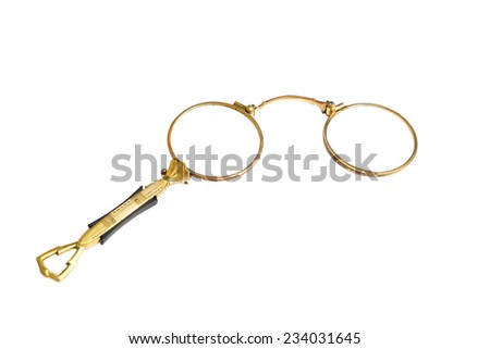 old gilded lorgnette to improve vision, the middle of the nineteenth century