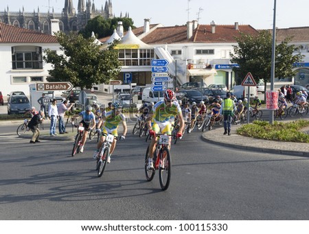 BATALHA, PORTUGAL - MARCH 25: Several bikers participate in the event of the Marathon Mountain Bike Centre on the Batalha on March 25, 2012 in Batalha, Portugal.