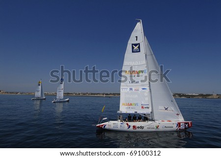 PORTIMAO, PORTUGAL - JUNE 23: Participant in action at World Match Racing Tour Cup -  June 23, 2010 in Portimao, Portugal.