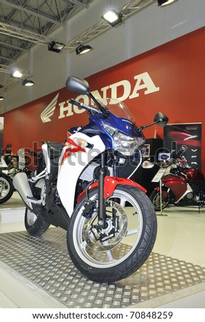 BATALHA - FEB 6: Honda participating in the event of the Expomoto - Hall of bikes, accessories and equipment on February 6, 2011 in Batalha in Portugal