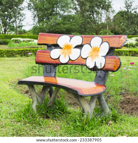 seating bench made from concrete with paint color at Beautiful garden