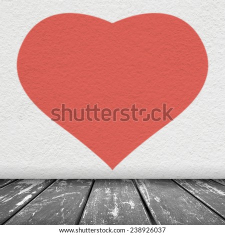 heart painting on  the white wall background with gray wood floor