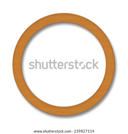 wood photo frame isolated on white background,circle shape