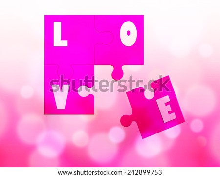 love jigsaw puzzle 3d image with bokeh ilght,love abstract