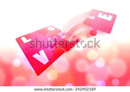 red love jigsaw puzzle 3d image with bokeh ilght,love abstract