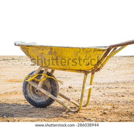 wheelbarrow for construction parked with isolated