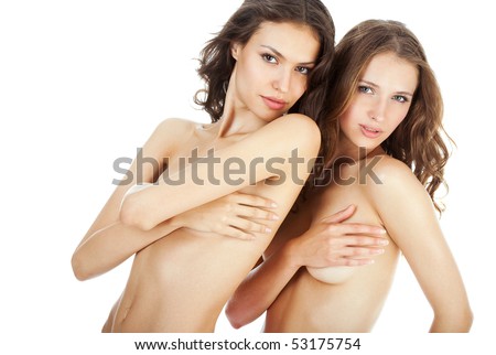 stock photo Two beautiful naked women Isolated
