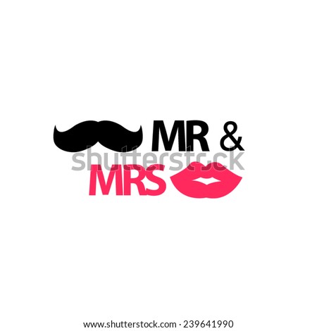 Mr and Mrs with mustache and lips Mr and Mrs with mustache and lips