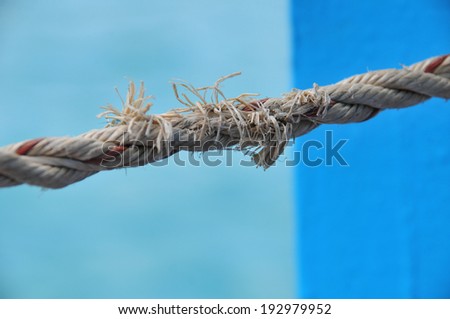 rope just a break on blue background/rope break