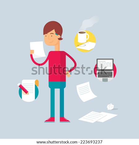 Character writer Vector illustration flat style Character writer Vector illustration flat style