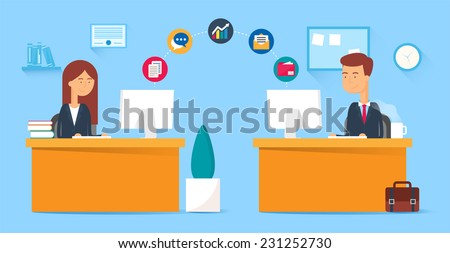 Team collaboration, business concept. Vector illustration, flat style