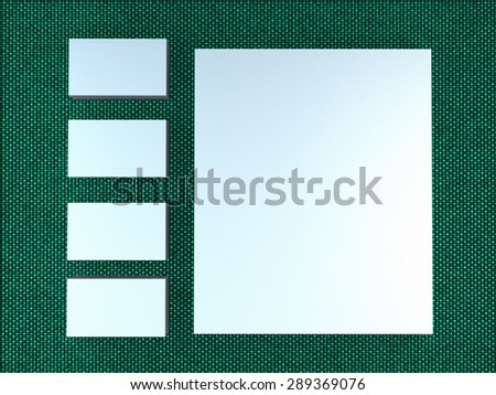white cards on a green background . Template for branding identity. For graphic designers presentations and portfolios.
