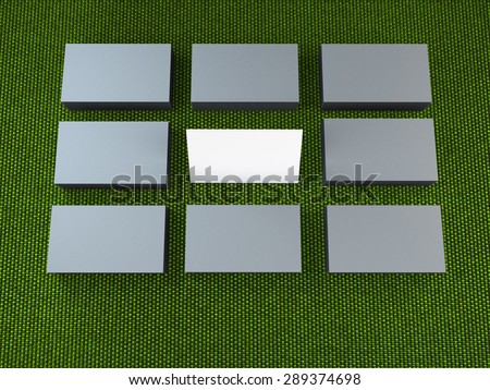 white cards on green background . Template for branding identity. For graphic designers presentations and portfolios.