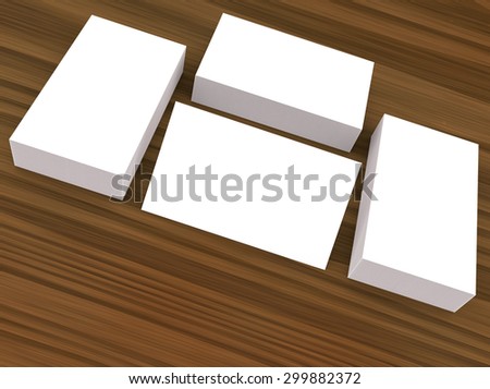 template to presentation. place for your design. many cards. stacks of paper. greeting cards. flyers. business cards. wood background.