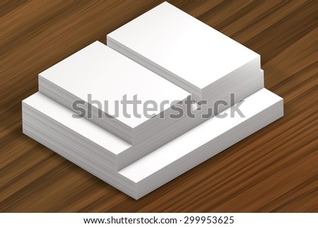 template to presentation. place for your design. many cards. stacks of paper. greeting cards. flyers. business cards. wood background. A4. envelope