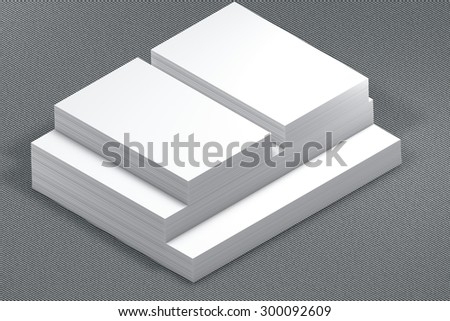 template to presentation. place for your design. many cards. stacks of paper. greeting cards. flyers. business cards. canvas background. A4. envelope. grey background