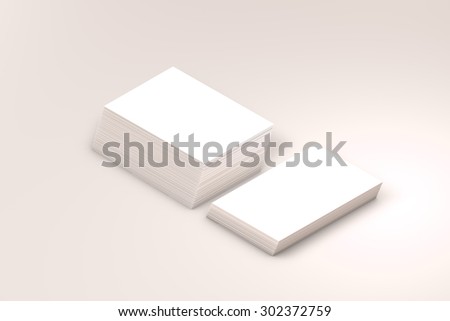 template to presentation. place for your design. many cards. stacks of paper. greeting cards. flyers. business cards. white background. warm light