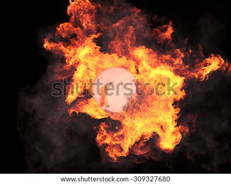 Ball in fire. Sphere in fire. Fire. On fire