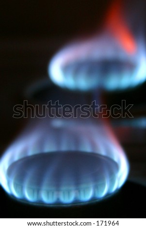 Flame from a gas stove top