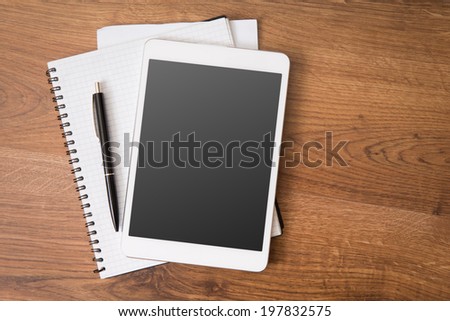 empty tablet on the desk