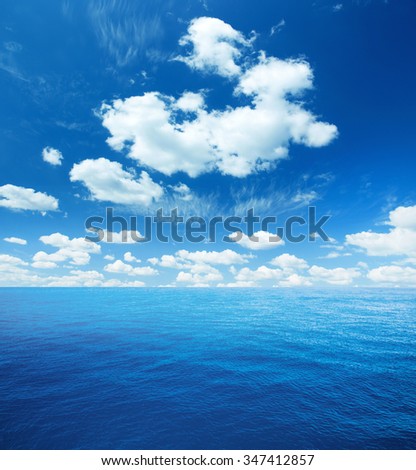 Cloudy sky and sea. Sea summer shot