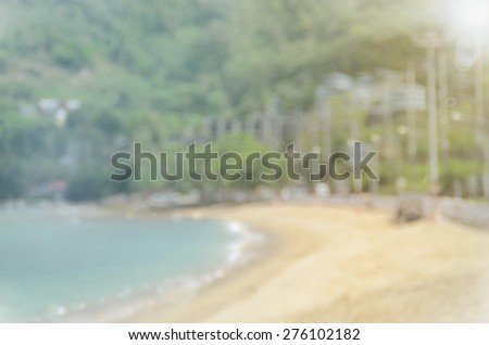 Beach road background.Blurred beach road with mountain background.