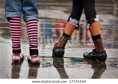 emo shoes standing under the rain