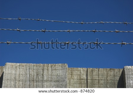 Razor wire on top of fence