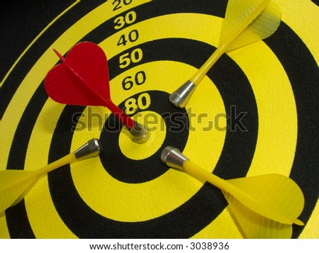A Direct Hit bulls eye! Illustrates success against competition.