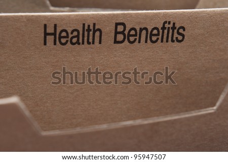 Home filing for health benefits care and insurance documents.