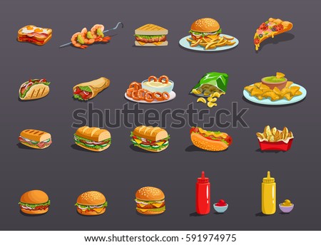 Fastfood Icons set. Art, Icon Image, logo, food Icon Sign, food Icon design, food icon app