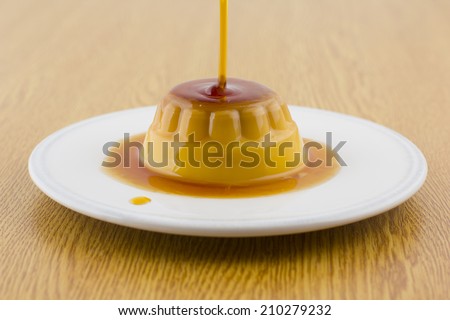 Vanilla custard creme caramel dessert or flan with caramel sauce