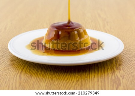 French creme caramel dessert or flan with caramel sauce