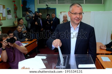 SOFIA, BULGARIA - MAY 25 Sergei Stanishev, leader of the Bulgarian Socialist Party and president of the Party of the European Socialists, casts his vote during the European Parliament elections in Sofia May 25, 2014