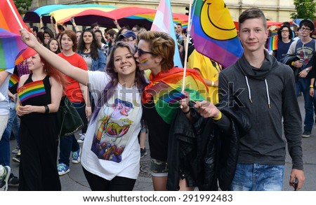Sofia - JUNE 27: 1000 people took part in the  Gay Pride parade to support gay rights, on June 27, 2015 in Sofia, Bulgaria.