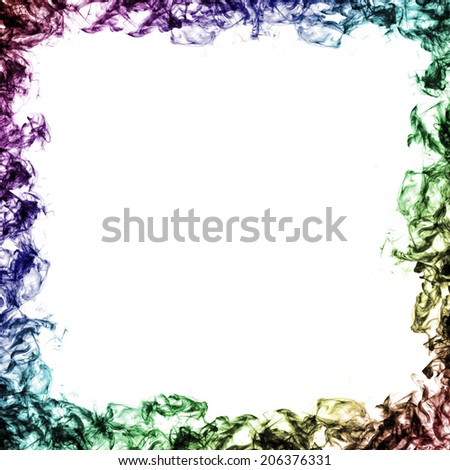 Frame of color smoke on white background