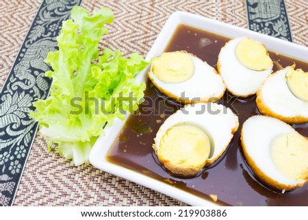 Thai fancy eggs dish called Kai-Look-Keoy,Thailand food.