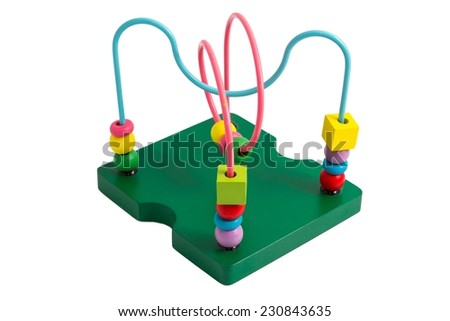 Wooden Toys ,intelligent game for kids on white background.