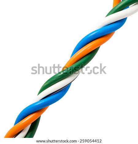 Electric cable ends, isolated on white. Colorful bundle of electric or electronic cables.
