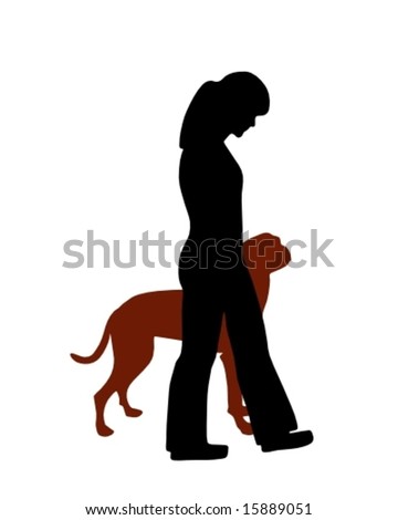 stock-vector-dog-training-obedience-command-heel-dog-follows-handler ...